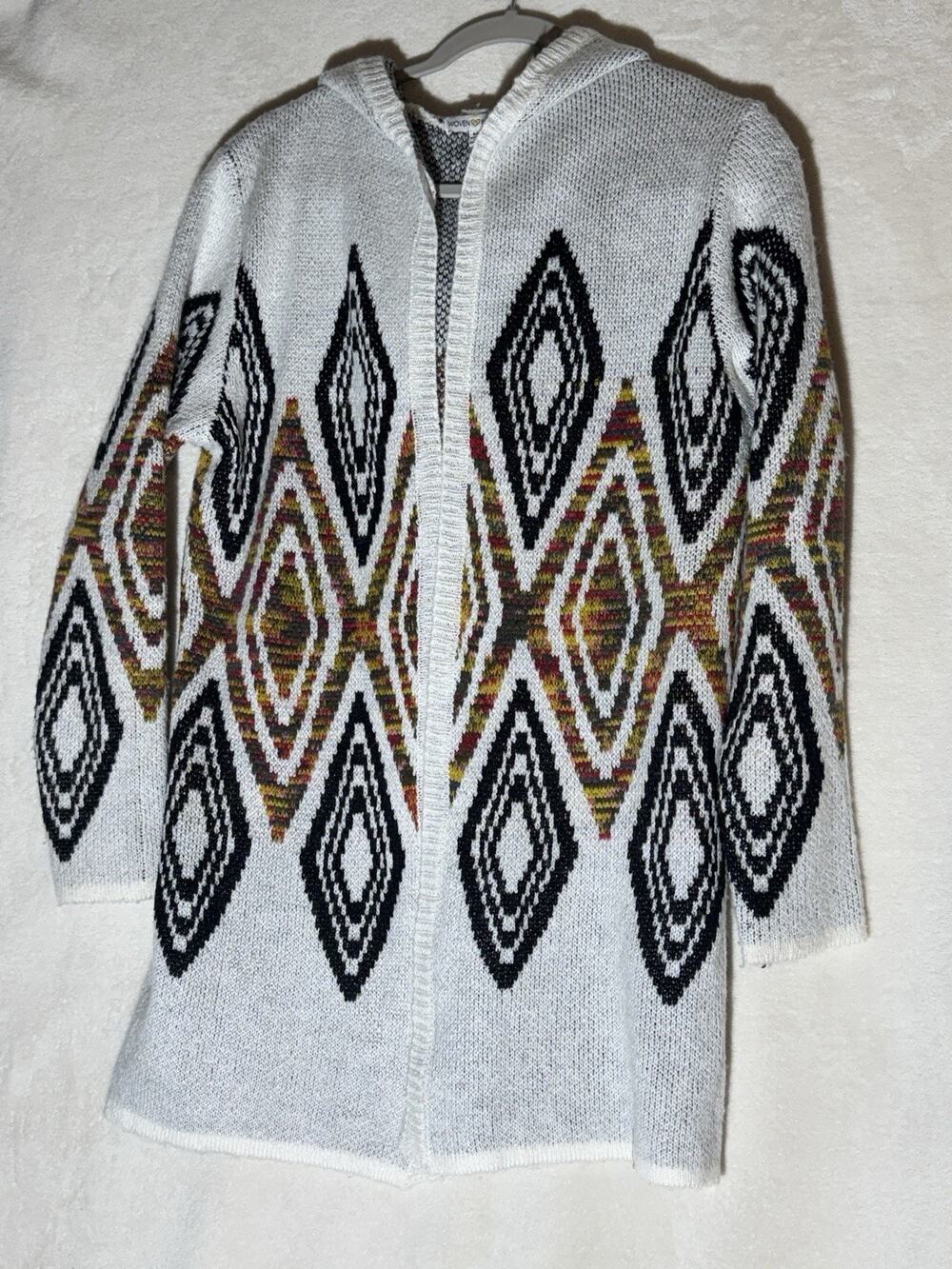 Women's Long Sleeve Western Print Open Cardigan Sweater Aztec Print, Size M